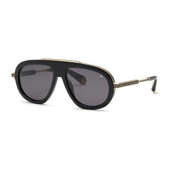 NWT SUNGLASSES PHILIPP PLEIN BLACK WHITE GOLD Philipp Plein Badge SPP080 700W Sunglasses - US main image 4